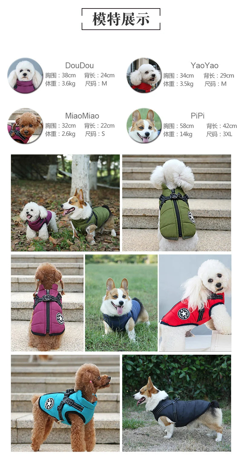 El arnés chaleco para perro de invierno impermeable con forro de piel