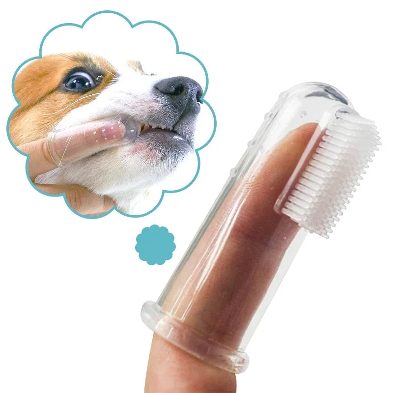 El cepillo de dientes de dedo suave de piel para perros y gatos