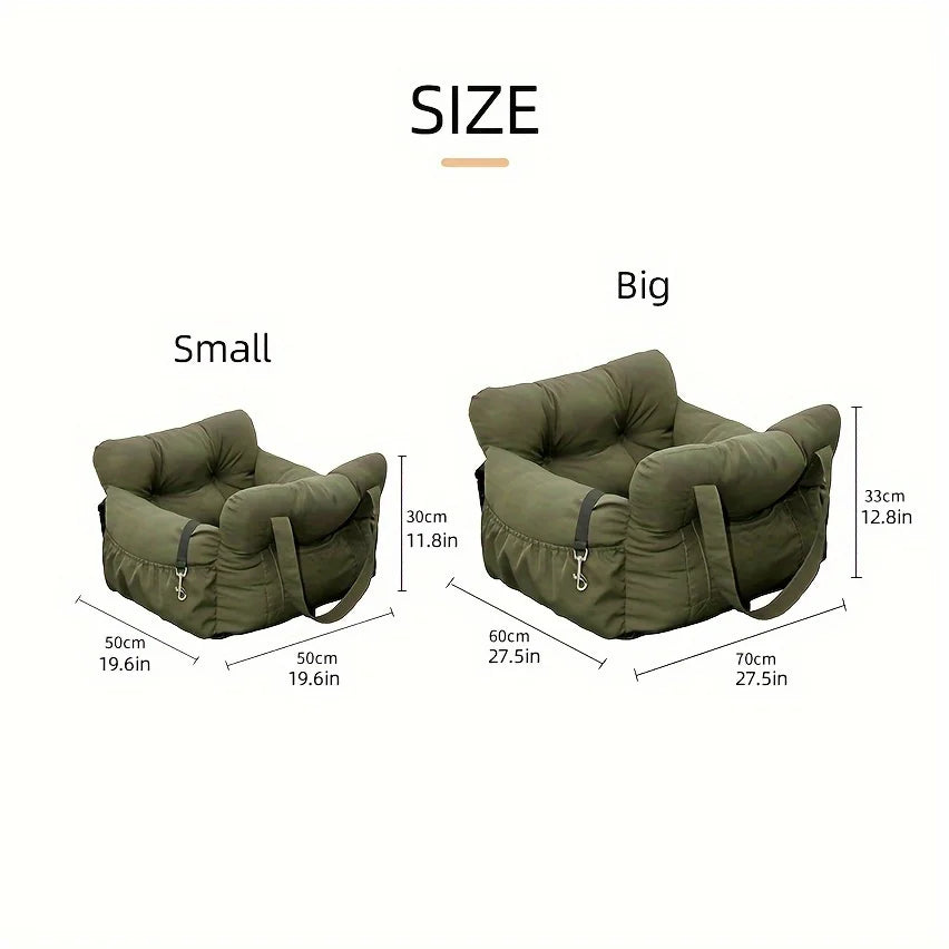 La cama de asiento para perros pequeños The Fur Secure con cinturón de seguridad