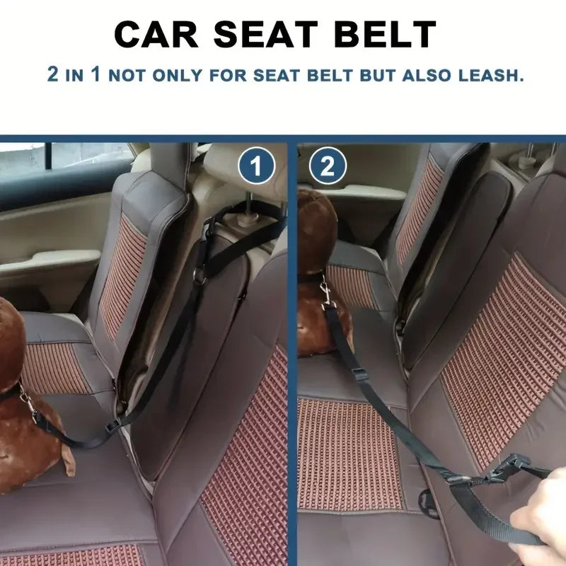 El cinturón de seguridad para mascotas de piel ajustable con reposacabezas para coche