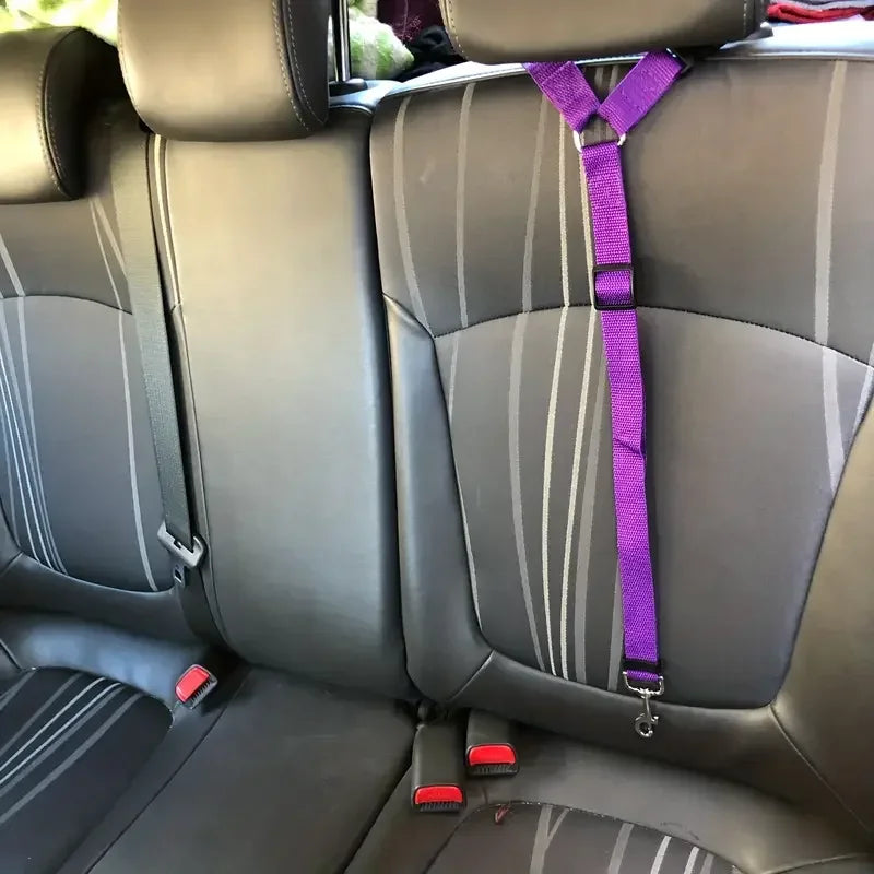 El cinturón de seguridad para mascotas de piel ajustable con reposacabezas para coche