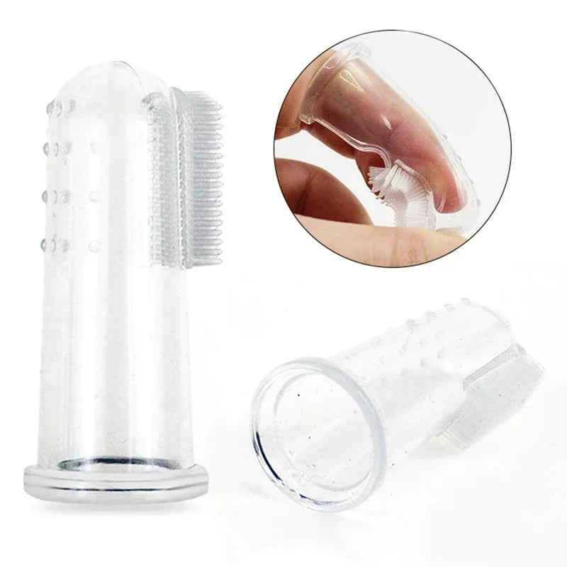 El cepillo de dientes de dedo suave de piel para perros y gatos