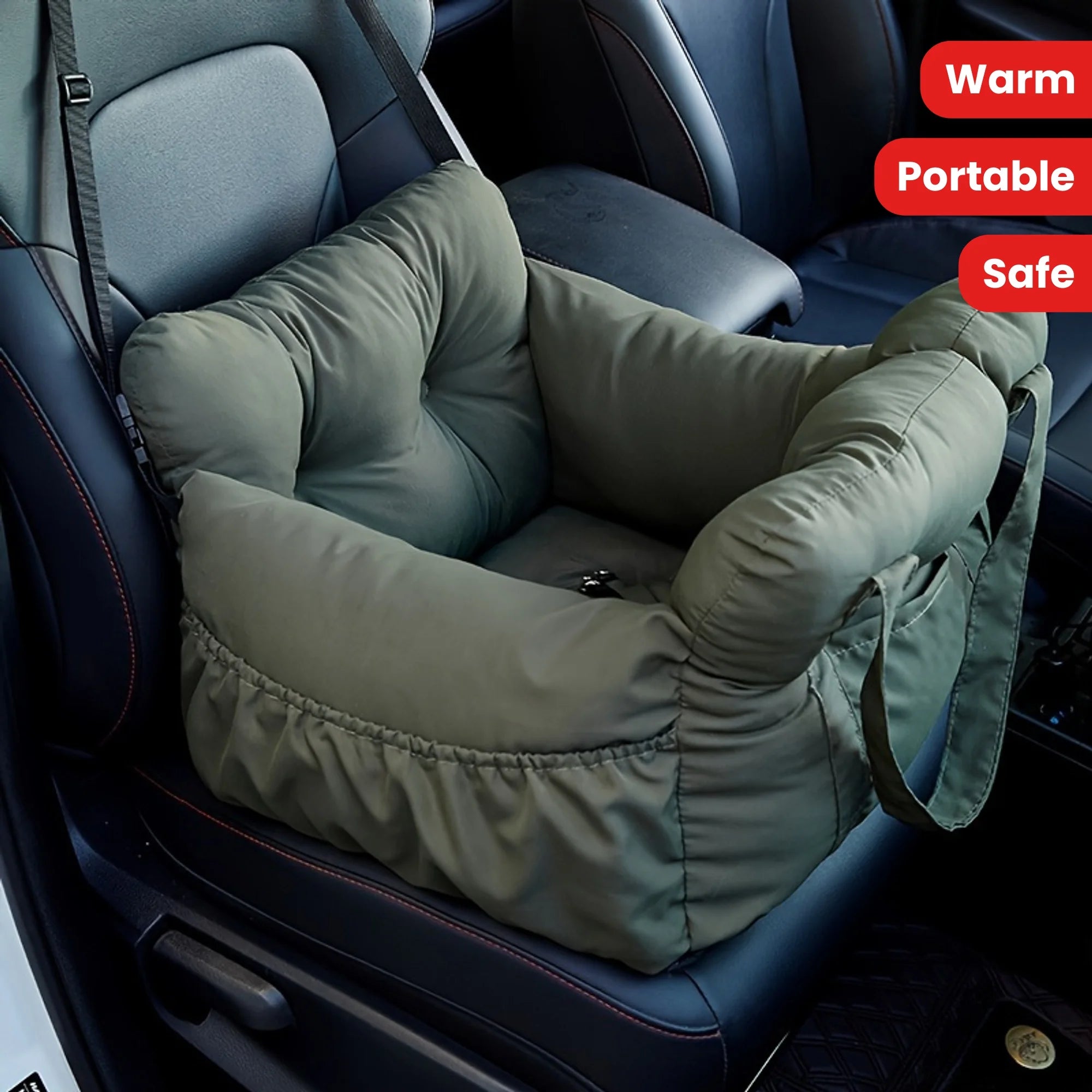 La cama de asiento para perros pequeños The Fur Secure con cinturón de seguridad