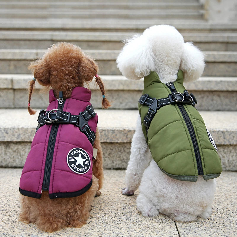 El arnés chaleco para perro de invierno impermeable con forro de piel