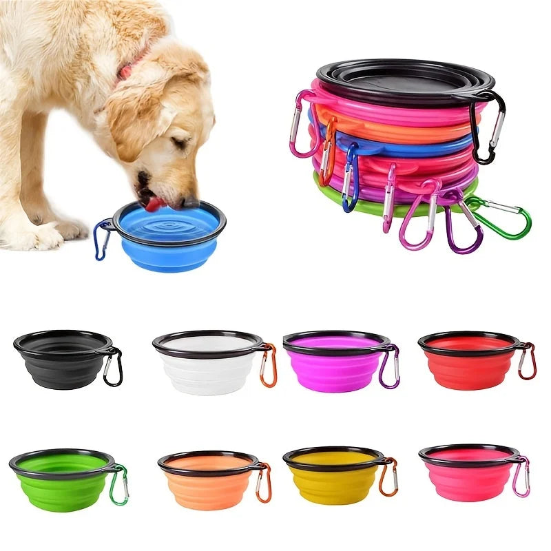El comedero y bebedero plegable de piel para mascotas de viaje