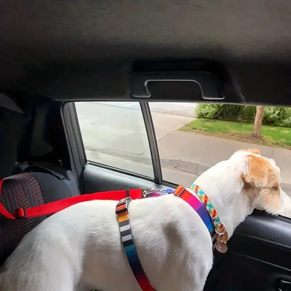 El cinturón de seguridad para mascotas de piel ajustable con reposacabezas para coche
